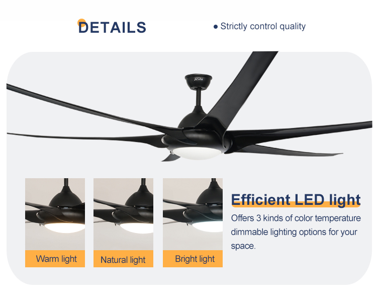 Remote Control 100 Inch Ceiling Fan with Lights and Black ABS Housing Energy Saving