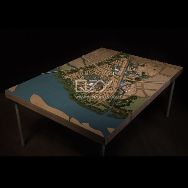 1:1000 Urban Planning Model with Conceptual Minimalism Style and Handmade Craftsmanship for Display and Study