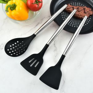 9pcs Silicone Cooking Kitchen Utensils Set Nonstick Cookware with Stainless