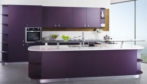 China Purple colour matt lacquer kitchen cabinet,Modern kitchen design factory