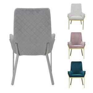 China NO Folded OEM Velvet Dining Room Chairs Stainless Steel Metal Legs Dining Chairs factory