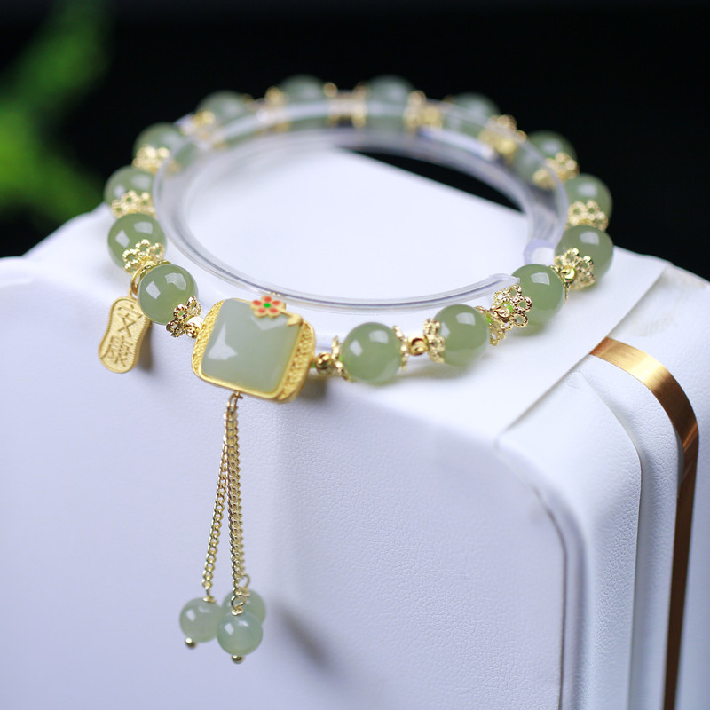 Genuine Natural Jadeite Circular Beads Jade Bracelet Men'S And Women'S Jade The Hand Strings Wholesale Handcarved Jadeite Bracelet Jade Jewelry Burma