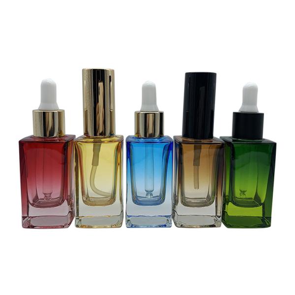 5ml 10ml 15ml 20ml 30ml 50ml 100ml Gradient Color Square Glass Essential Oil