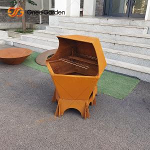 China Charcoal Bbq Gas Grill Corten Steel Fire Pit Table For Outdoor Garden Bbq factory