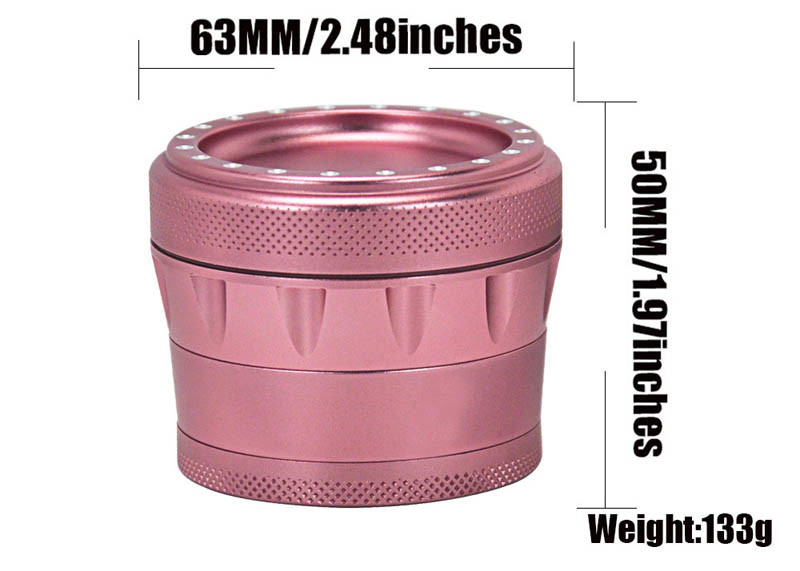Durable Herb Grinder 63mm Four Layer Drum Type Multi Colored Iso Approval