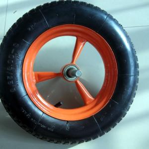 China TR13 Steel Rim Hard Soft Rubber Wheel Penumatic PU Wheel 3.00-8 factory