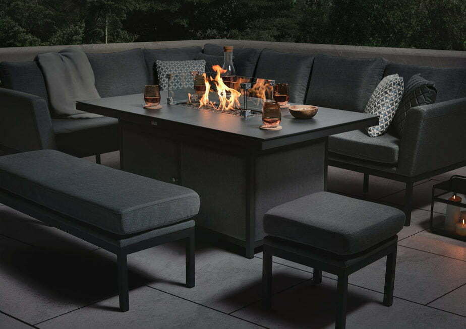 Mail packing Y AJUNION Luxury Outdoor Fabric Patio Furniture Dining Set with Firepit Table