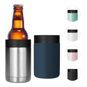 China 380ML Personalized Double Wall Stainless Steel Vacuum Flask Keep Cold Insulated Beer Cooler Holder Fits All 16OZ Slim Cans Easy To Use factory