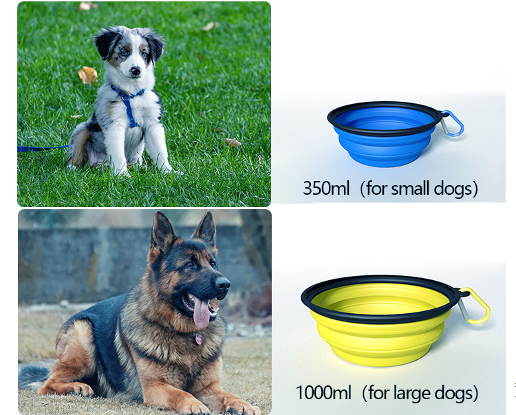 350ml 1000ml Foldable Dog Bowl TPE Silicone Collapsible Dog Bowl