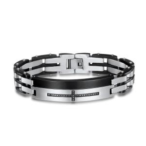 China Authentic Men's Meteorite Bracelet Stainless Steel Diamond Chain Bracelet factory