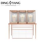 Rose Golden Custom Glass Jewellery Display Cabinet With Good Quality And Good