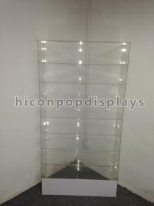 China Flooring Large Pure Transparent Acrylic Cosmetics Display Cases With Shelves factory