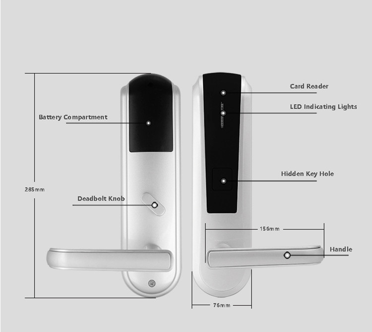 Golden IC Card Entry Door Lock , Electronic Door Locks With Card Reader