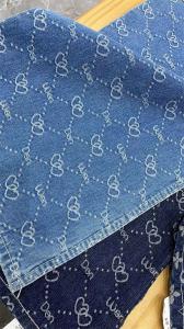 China 12oz Cotton Blue Patterned Stretch Denim Fabric For Pants Jeans 71inch factory