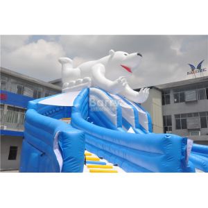 Giant Beautiful New Bear Swimming Pool Slide , Inflatable Pool Slide For