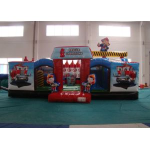 China Customized Fire Truck Design Inflatable Fun City Fireproof inflatable fire engine 8 X 6 X 5m In Public factory