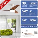 3-Color LED Light 42-Inch Ceiling Fan with Plastic and Wood-Grain Blades 6
