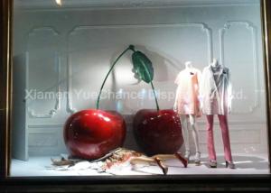 China Handmade Oversize Fiberglass Resin Sculpture , Red Color Cherry Statues Polished Design factory