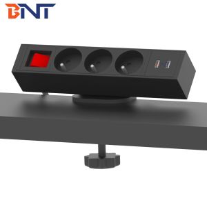 Modern office table mount white color clamp on table power outlets with USB