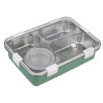 Metal Bento Lunch Box 4 Compartment 304 Stainless Steel Sealed Insulation 1130ml