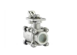 China DIN SMS 3A 3 Piece Body Ball Valve Mounting Pad Easy Disassembly Without Special Tools factory