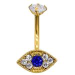 14ga Blue Eye Body Piercing Navel Ring 316 Stainless Steel Cz Stone