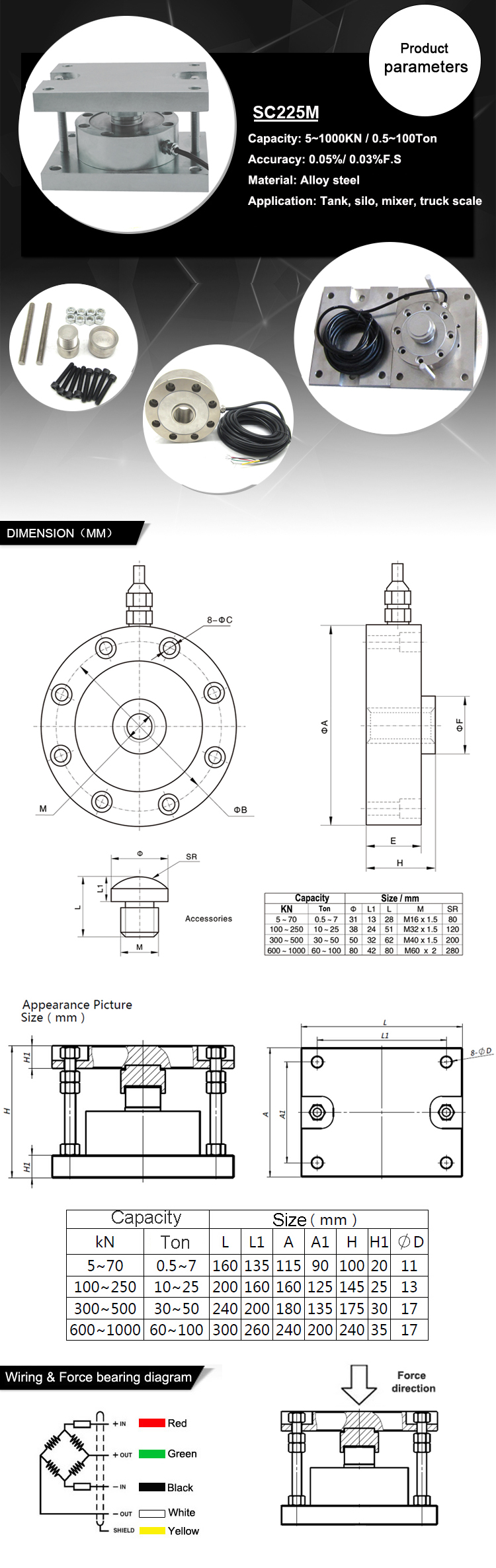 Electronic load cell weighing sensor modules for storage silo tank weighing 2ton-50ton