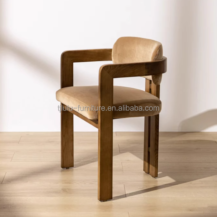 Modern Design Lamb Wool/Velvet Material Simple Solid Wood Dining Chair with Lift Chair Style and Customizable Logo