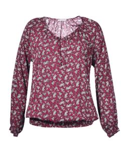 China Polyester Womens Fashion Blouses Full Sleeve Length With Elastic Hem Daily Wear Tops factory