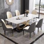Stylish Stainless Steel Marble Square Dining Room Table H 0.78 M
