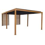 Modern Aluminum Terrace Canopy Roof Louvered Arbours Rot Proof Wooden Coated