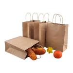 Recyclable Fast Food khaki Kraft Takeaway Paper Bags Logo Printed