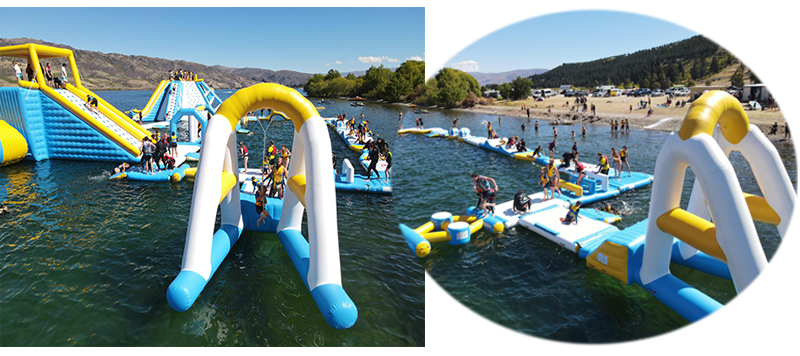 Free Customized Floating Water Games , Giant Inflatable Sea Water Park For Summer