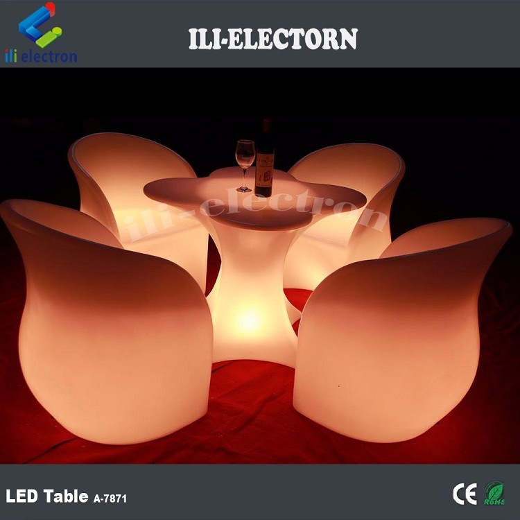 Flower Shaped LED Glow Furniture Coffee Table For Commercial