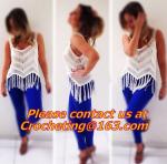 European style deep V-neck halter top ladies short paragraph bottoming openwork