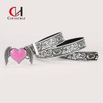 Fashion Pink Love Ladies Leather Belt For Engraved Pattern