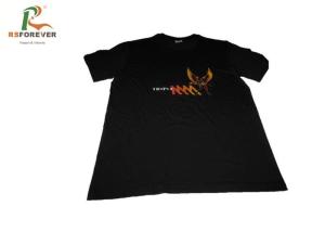 China Black Custom Printed T Shirts For Mens 100% Cotton Fabric Heat Transfer Printing factory