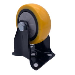 China 125mm Rigid Fixed Plate PU Tread Caster factory