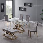 66kg 8 Seater Glass Dining Table With Steel Legs Rectangular Shape