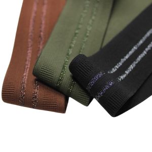 China Custom Striped Nylon Golden Metallic Elastic Webbing for Cloth factory