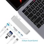 Aluminum TB 3 USB Type-C Hub Adapter Dongle for 2016/2017 MacBook Pro 13''and 15