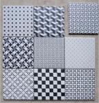 200*200 Hexagon Decorative Ceramic Tile Dark Grey Blue Color 1-3% Water