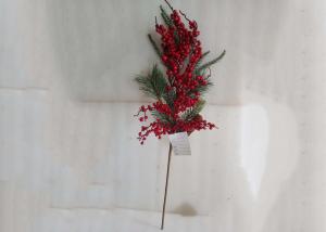China Lifelike 65cm Artificial Fake Red Berries With Green Leaves factory