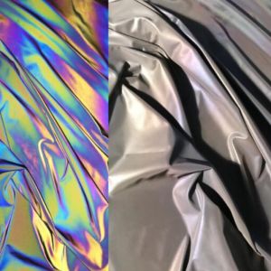 Iridescent Rainbow Reflective Fabric Material Spandex Reflector Elastic Stretch