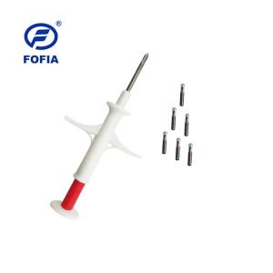 China ICAR Certified 2.12*11.5mm RFID Microchips With Animal Bio Glass EM4305 Red Lock factory