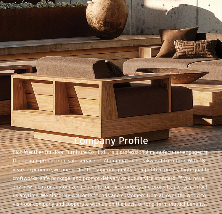 Modern Waterproof Latest Design Outdoor Courtyard Teak Wood Garden Sofa Set for Patio Leisure