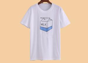 China White Sublimation Printed Casual T - Shirts Cotton Crew Neck Regular Fit factory