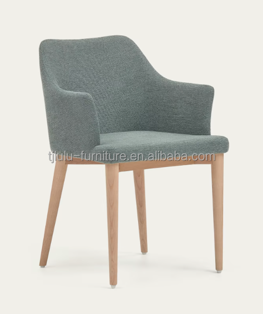 Hotel Restaurant Furniture Natural Color Upholstered Solid Wood Dining Chairs
