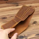 Fashion Style Custom Handmade Crazy Horse Leather Men's Short Bifold Wallet for
