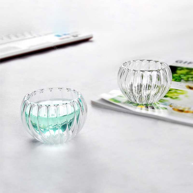 Pumpkin Shape Double Borosilicate Glass Cup 50ml